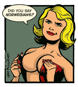 panel eleven illustration: undoing bustier, chaseme says: "did you say norwegians?"