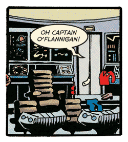 panel 2 illustration: "o captain o'flannigan"