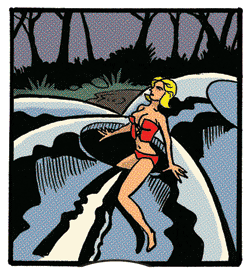 panel eight illustration: chase-me straddles spaceship
