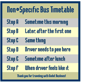 Non-specific bus timetable