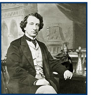 John A. MacDonald, pictured with scotch bottle