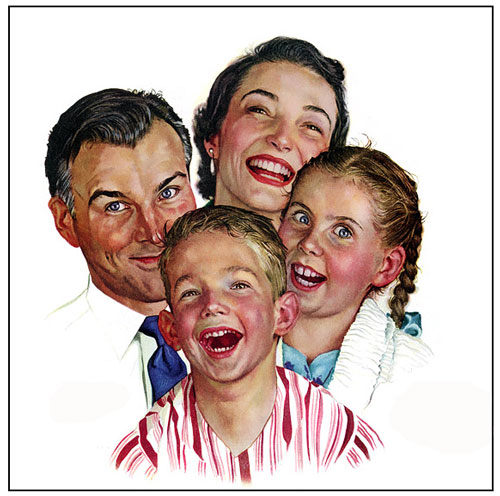 a terrifying family with clearly deranged father, mother, son and daughter