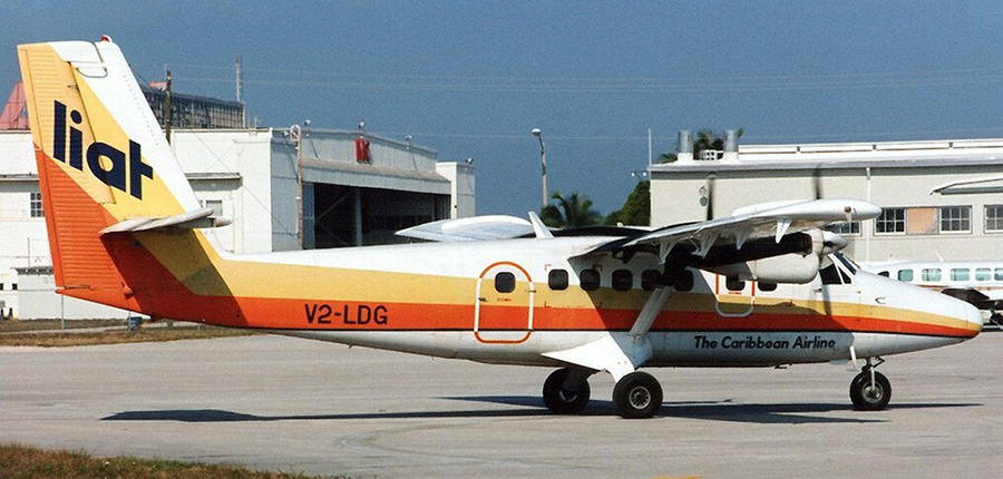 de havilland canada DHC6-300 Twin Otter, with LIAT paintings, sitting on the runway